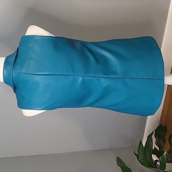 Sincerely Jules Turquoise Vegan Leather Long Line Open Front Vest - Size S - Picture 3 of 9
